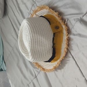 Tommy Bahama Natural Tan white Straw Panama /Fedora Raffia Sun hat